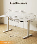 Dimensions of U Shaped Electric Standing Desk With Keyboard Tray And Monitor Stand, 55 Inch Adjustable Sit Stand Table.
