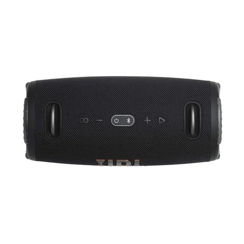 Top view of a black Rugged Outdoor Ready Portable Bluetooth Speaker With Sick Bass And Massive Sound, IP67 Waterproof, 15 Hours Playtime