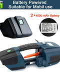 Legit Electric Strapping Machine For Half To Five Eighth Inch PP PET Strap handheld banding tool with dual 4000 mAh batteries.