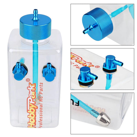 Preassembled RC Gas Fuel Tank For Gasoline Planes And RC Engines, 300cc Capacity, durable plastic body with aluminum cap and nipples