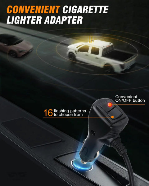 Heavy Duty 56 Led Amber White Rooftop Beacon Strobe Light Bar For Trucks And Work Vehicles Pro Grade Warning Flasher Lamp For Snowplows Job Sites Farms Slick Compact Build For Top Shelf Visibility