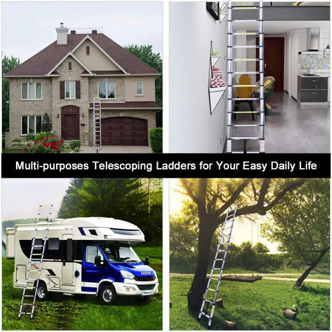 6.6Ft Telescoping Aluminum Ladder, Collapsible And Lightweight, Grab And Go Portable For RV And Home Use, 330Lb Capacity, Easy To Extend, Quick Lock, Compact Stowable Design