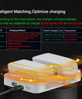 Two-Way Charging Hub For FLIP Drone Batteries, Fast Case Station with cable demonstrating dual battery charging process