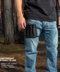 Six Piece Tactical Combat Kunai Throwing Knife Set with Sheath Case attached to person's leg in a forest