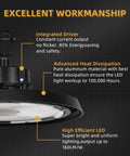 UFO LED High Bay Light 150W 24000LM 3 CCT Switchable 3500K 4000K 5000K 0 To 10V Dimmable 120 To 277V ETL Listed features