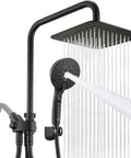 8 Inch High Pressure Rain Shower Head With Handheld Spray Duo Shower Head Set in matte black finish, water spraying
