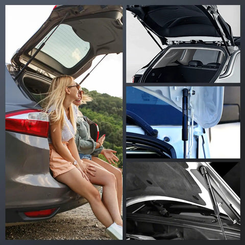 Jeep Cherokee Rear Hatch Gas Struts Replacement For 2014 2015 2016 2017 2018 2019 Heavy Duty Liftgate Support With Smooth Open And Hold 690N Force OEM Style Fit Extended 25 Inches Compressed 17.76 Inches shown installed on hatchbacks.