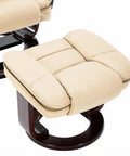Swivel Recliner With Ottoman And Wood Base In PU Leather Ultra Plush Double Foam For Cozy Comfort Footrest 360 Degree Swivel