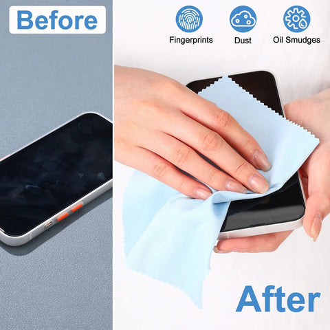 Gentle Microfiber Cleaning Cloths For Glasses And Electronics Pack Of 50 Pcs used to clean a smartphone screen removing fingerprints and smudges