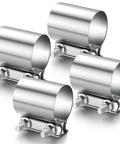 Four Pack Three Inch Exhaust Clamps Stainless Steel Muffler Band Sleeve Couplers For Pipes And Catalytic Converters Secure Leak Free