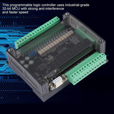 Pro Grade 24V DC PLC Controller Kit With Cable For Industrial Automation, Relay Board in clear casing with terminals