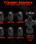 Hydraulic Nitrogen Accumulator Charging Kit with seven adapters, including G1/4, UNF7/8, UNF5/8, UNF5/16, UNF1/2, M14*1.5, M28*1.5.