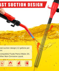 Grab And Go Battery Powered Transfer Pump Portable Cordless Electric Siphon For Gas Diesel And Water Quick Flow With Extended Hose in use siphoning liquid.