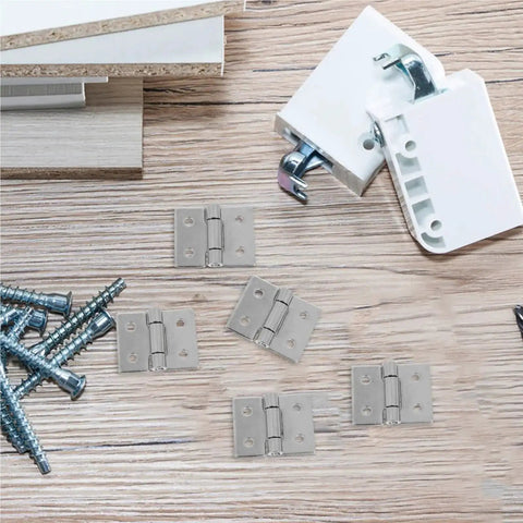 Two Pack Heavy Duty Solid Iron Door Hinges For Barn Garage Gate Cabinet offering sturdy secure closure on wood surface with screws.