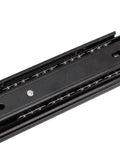 Rock Solid Heavy Duty Full Extension Drawer Slides 12 Inch Side Mount 100 Lb Capacity Cold Rolled Steel close-up view of roller track.