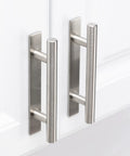 5 Inch Brushed Nickel Adhesive Cabinet Handles Set Of 4 All Metal Self Stick Drawer Pulls No Drilling With 3M Adhesive Installed on Cabinet