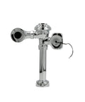 Heavy Duty Exposed Hardwired Sensor Flush Valve With No Hassle Wiring And Tough As Nails Diaphragm For Commercial Restrooms And 1 28 Gallons Per Flush Chrome showing chrome finish and sensor connection.