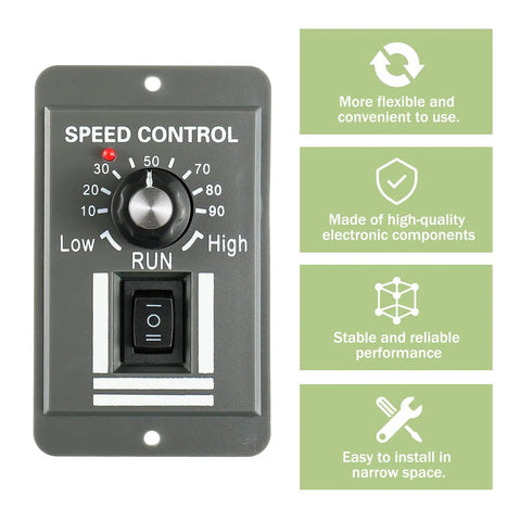 DC Motor Speed Controller 12V To 60V, 20A Adjustable PWM With Forward And Reverse Switch, mounted panel view