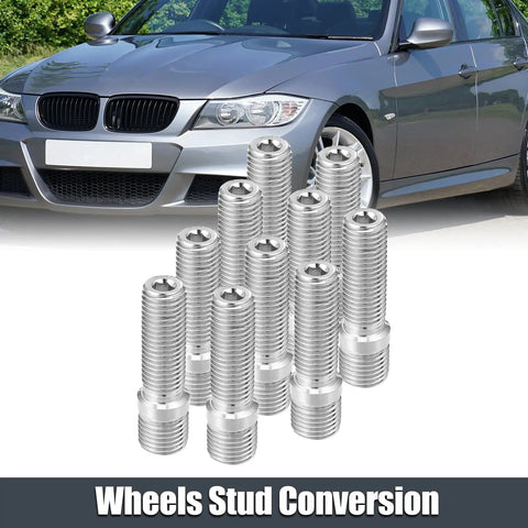 Upgrade Your Ride With Chrome Steel Wheel Stud Conversion Kit M14x1.5 To M12x1.5 50mm Length For Audi TT A3 A4 A6 Q5 Fixing Loose Fit And Ensuring Rock Solid Stability For Smooth Safe Driving 20 Pieces In Silver Tone