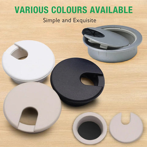 2 Pack Desk Grommet Hole Covers 1.38 Inch For Easy Desk Cable Management, white and black ABS U Shape Hole Insert with detachable lid