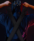 Person wearing Two Piece Sword Bag Set With Straps 50 Inch Long Katana Cover And Sword Carrying Case on back, dark background