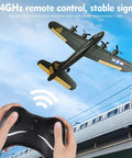 B-17 RC Plane Beginner Friendly Ready To Fly EPP Foam Glider With 2 Channel 2.4GHz Remote flying over a train