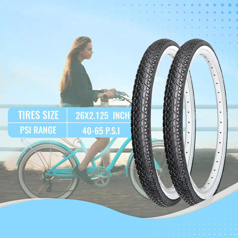 2 Pack Cruiser Bike Tire Set With Folding 26x2.125 Inch Tires Inner Tubes And Tire Levers Replacement Kit for bicycles