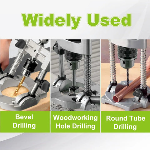 Portable Drill Press Stand For Hand Drills Handy Adjustable Multi-Angle Holder Guide Fits 1.5-13mm Drill Bits in use