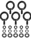 M8x15mm Lifting Shoulder Eyebolt Set 5 Pieces Black 304 Stainless Steel Lifting Ring Eyebolts With Hex Nut Lock Washer And Flat Washer