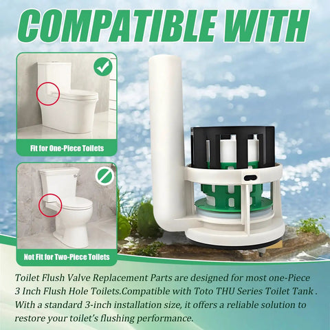 3 Inch Flush Valve Repair Kit For Most One Piece Toilets Replacement Parts With Adjustable G1 Half Inch Fill Valve next to toilet