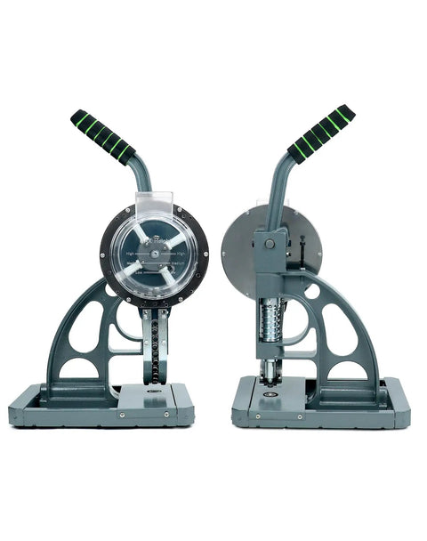 Front and side view of Semi Automatic Grommet Machine Heavy Duty Hand Press for Eyelets and Punching, includes 5000 3/8 inch grommets.