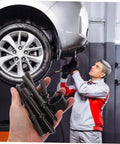 Heavy Duty Pneumatic Rivet Tool Kit With Air Chisel for drilling and riveting in auto shop, mechanic using tool on car