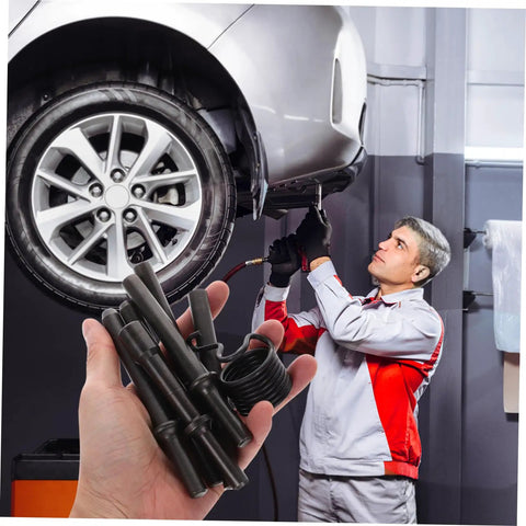 Heavy Duty Pneumatic Rivet Tool Kit With Air Chisel for drilling and riveting in auto shop, mechanic using tool on car