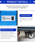 Heavy Duty Portable Dry Ice Blasting Machine For Workshop And Auto Cleanup control panel and brakeable casters viewed from the front.