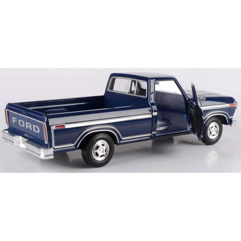Ford 1979 F150 Pickup Diecast Truck Model In Dark Blue One Twenty Four Scale With Realistic Exterior And Interior Details Old School Vibe And Durable