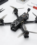 Quadcopter with X2807 1300KV 1700KV FPV Brushless Motors Set for 7 to 8 inch 6S racing quadcopters and multirotors, shown on a table.
