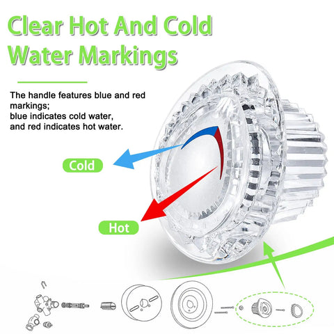 Shower Handle Replacement Kit For Chateau Single Handle Tub And Shower Faucets Fits 1225 Cartridge with hot and cold markings