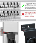 Diagram showing Heavy Duty Slatwall Hooks 20 Pack With Beefed Up Backplate for various brands, close-up of hook thickness measurements