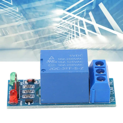 One Channel 5V Relay Module With Optocoupler Isolation ABS Relay Board For PLC Industrial Automation And Smart Home Plug And Play Set Of 5 Pro Grade Durable Electronic Components, blue 5V relay board with terminal block and LEDs