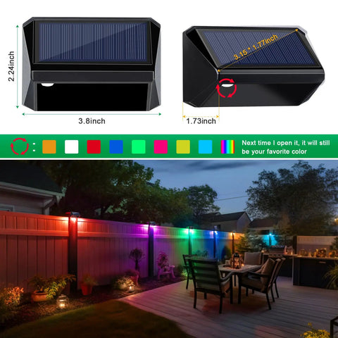 Solar Fence Lights 12 Pack With 8 Lighting Modes Warm White Cool White RGB For Patio Yard Wall Fence And Steps Weatherproof Outdoor Pathway Lights For Year Round Vibes