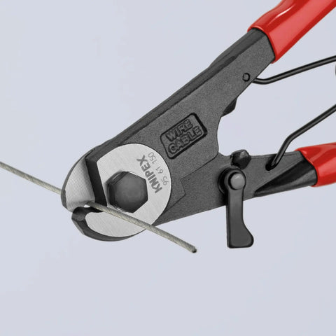 Heavy Duty Wire Rope Bowden Cable Cutter For Soft Wire Rope Up To 30 mm Diameter With Smooth Cutting Edges, red handles, V2A stainless steel