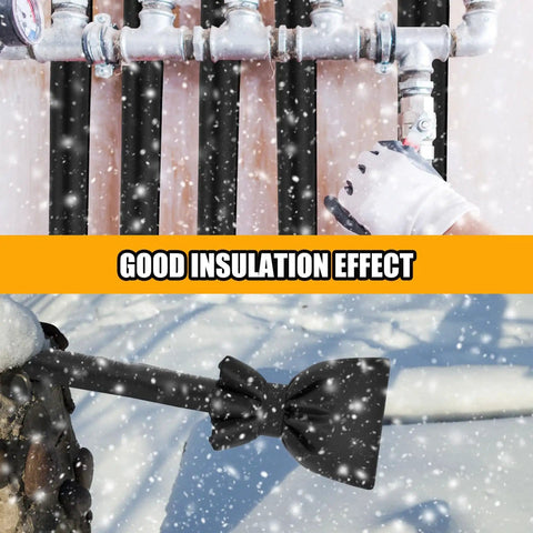 6 Pack 13 Feet Outdoor Pipe Cover Kit For Winter With Faucet Covers And Three Quarter Inch Water Pipe Insulation Backflow Preventer Heavy Duty All Weather Freeze Protection For Outdoor Faucets And Pipes Classic Style shown in winter setting
