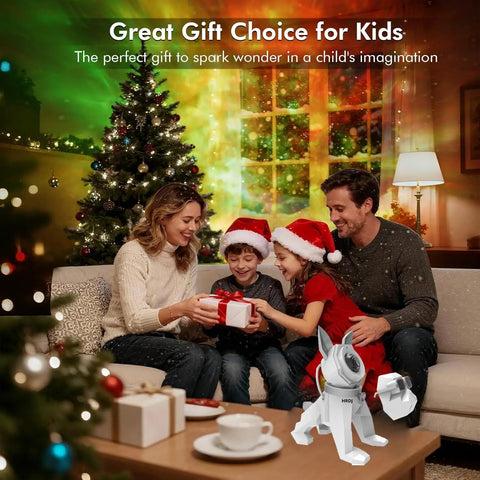Family enjoying holidays with Galaxy Projector Night Light With Music Sync And White Noise 9 Sounds Timer And RF Remote