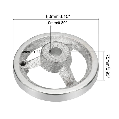 80mm Rotary Handwheel For Milling Machines And Lathes, Cast Iron Chrome Plated with dimensions shown