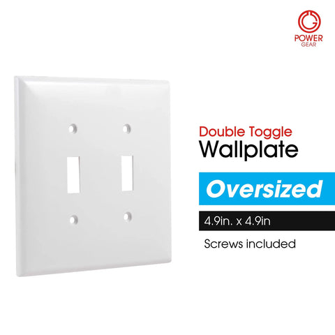 Two Gang Double Wall Plate Cover White Light Switch Cover With Screws Included for DIY Renovations Easy Install Durable Outlet Plate 0.32 x 4.47 Inches