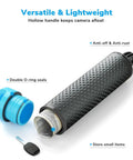 Floating GoPro Hand Grip Accessory Floaty Stick Waterproof Handle with blue cap, showing storage space and wrist strap details.