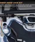 Interior view of car door showing Two Wire 12V Power Door Lock Actuator Kit installed for auto locking system upgrade.