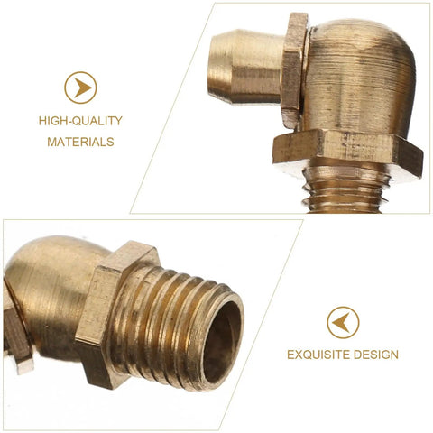 Heavy Duty Copper Grease Nipple Fittings Assortment Kit M6 M8 M10 With Rust Deformation Resistant Straight And Angled Options For Your Ride, angled brass fitting