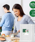 Precut Vacuum Sealer Bags 8x12 Inches Pro Grade BPA Free Textured Embossed Thick for Storage and Sous Vide Cooking displayed in a kitchen