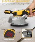 Cordless Tile Vibration Leveling Machine For 20V Battery With speed display and lock button detail for 8 speed settings